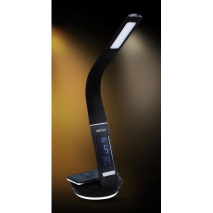 LED Zatemnitvena namizna svetilka z brezžičnim polnjenjem Qi 5W in zaslonom LED/6W/230V 3000/4000/6000K črna