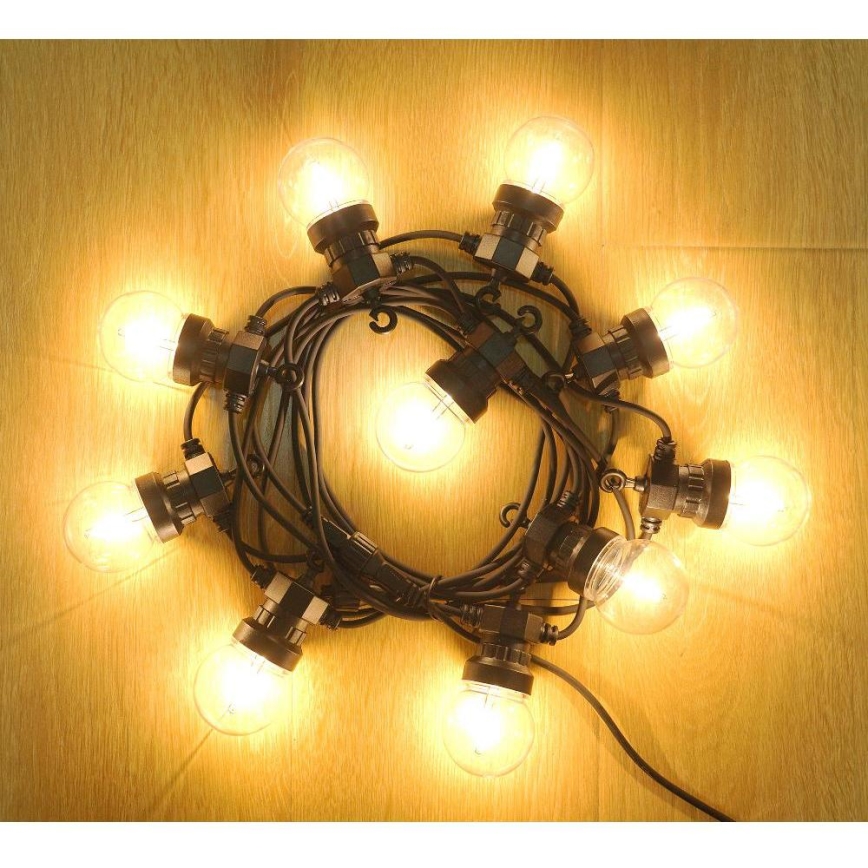 LED Zunanja dekorativna veriga GARLAND G45 10xE27/230V 8m IP44 topla bela