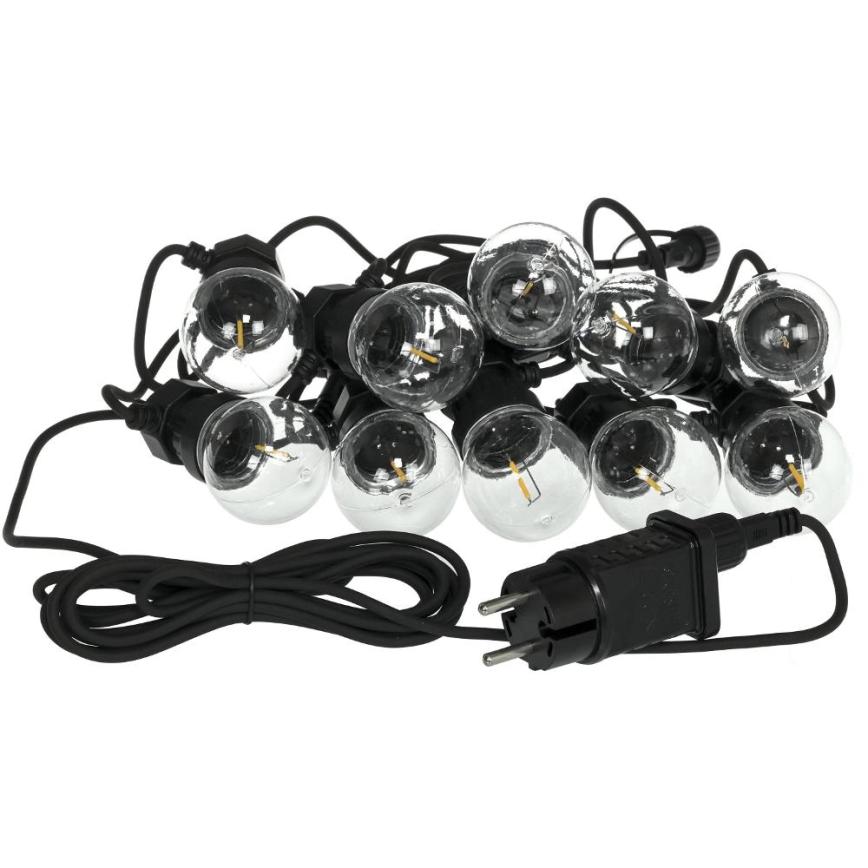 LED Zunanja dekorativna veriga GARLAND G45 10xE27/230V 8m IP44 topla bela