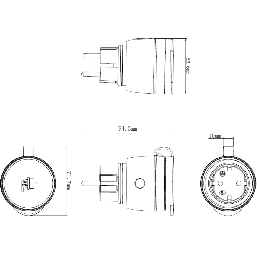 Pametna zunanja vtičnica 3680W/230V/Tip F SCHUKO/16A Wi-Fi IP44