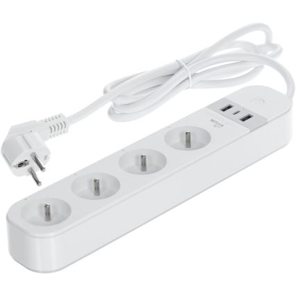 Pametni dodatek kabel s stikalom 4Z Tip E + 2x USB-A + 1x USB-C 1,5m Wi-Fi Tuya bela