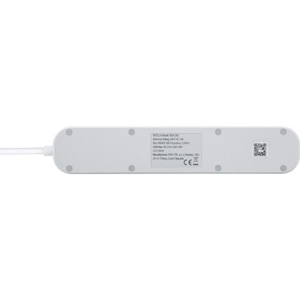 Pametni dodatek kabel s stikalom 4Z Tip E + 2x USB-A + 1x USB-C 1,5m Wi-Fi Tuya bela