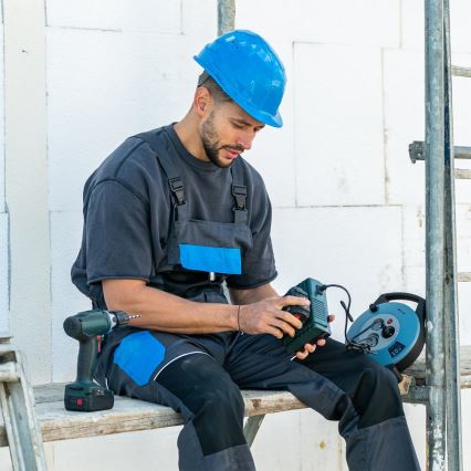 Retlux - Podaljšni kabel na kolutu 3 vtičnice, Tip E, 10 m, v modri/črni barvi