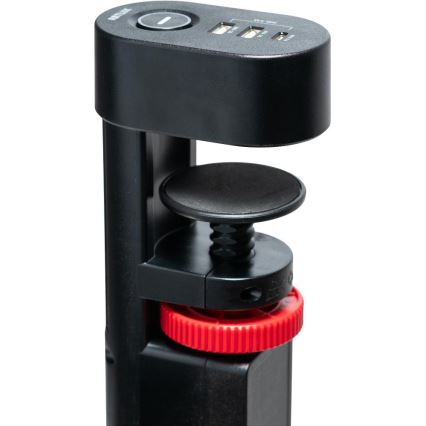 Podaljšni kabel z objemko za pritrditev na mizo, 3× vtičnice tipa E + 2× USB-A + 1× USB-C, 1,5 m, črna