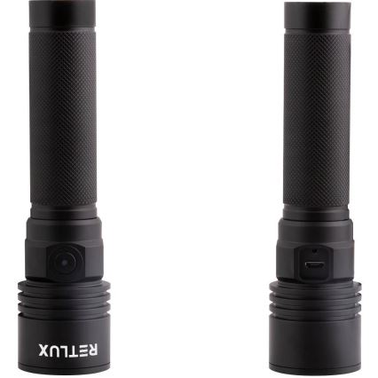 LED polnilna aluminijasta ročna svetilka LED/3W/2000 mAh IPX4 črna