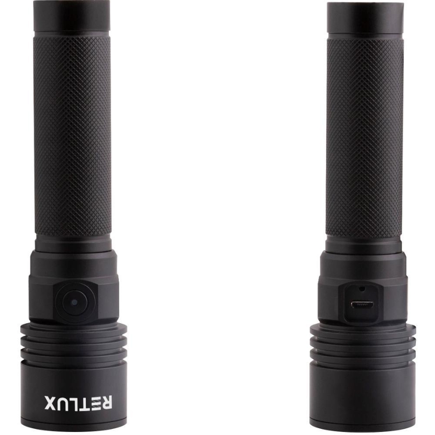 LED polnilna aluminijasta ročna svetilka LED/3W/2000 mAh IPX4 črna