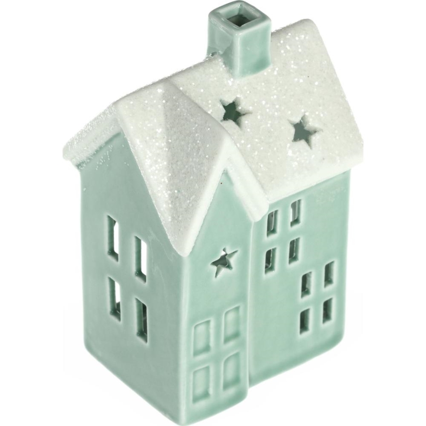 Porcelanasta hiša za sveče 11,1 cm mint