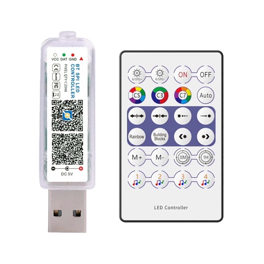 RGB LED trak 10 m, 10 W/5 V, USB + daljinski upravljalnik