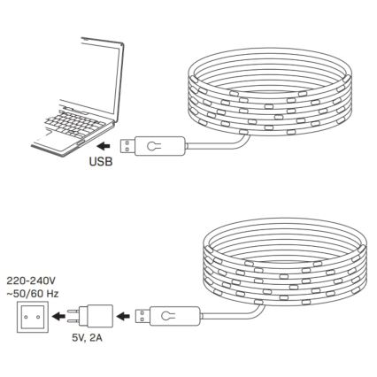 RGB LED trak 10 m, 10 W/5 V, USB + daljinski upravljalnik