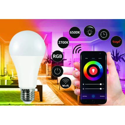 RGBW LED Zatemnitvena žarnica A65 E27/11W/230V 2700-6500K Wi-Fi Tuya
