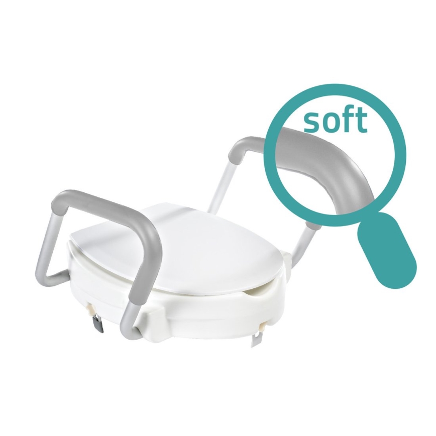 Ridder - Povišan sedež za WC z ročaji, bel