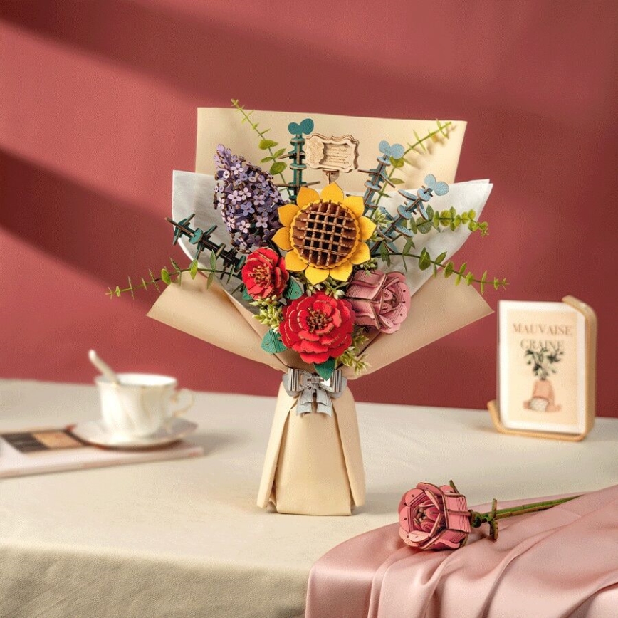 RoboTime - 3D lesena sestavljanka Bouquet