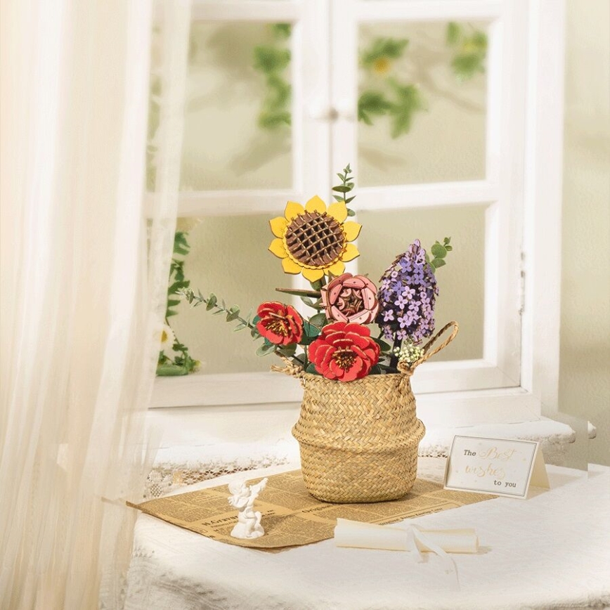 RoboTime - 3D lesena sestavljanka Bouquet