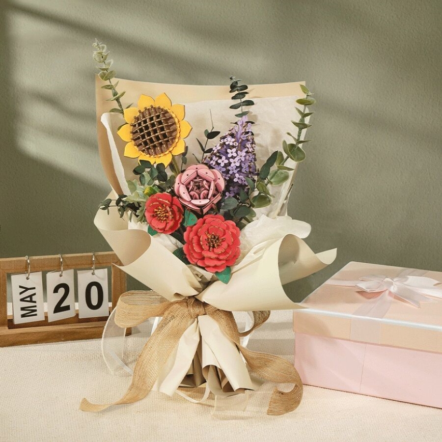 RoboTime - 3D lesena sestavljanka Bouquet