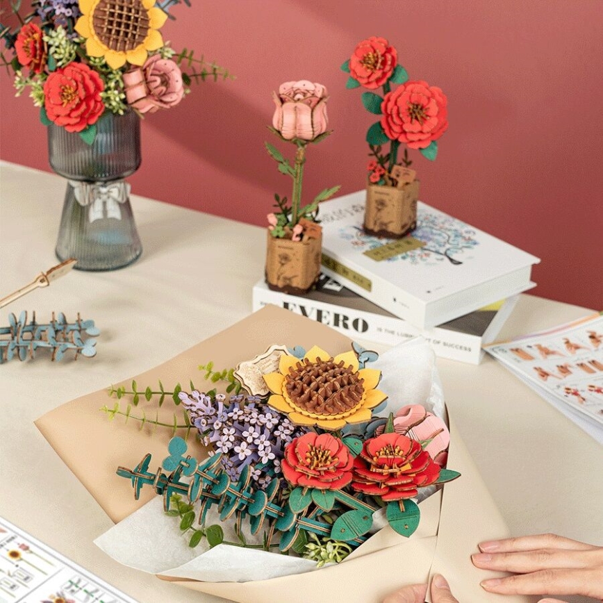 RoboTime - 3D lesena sestavljanka Bouquet