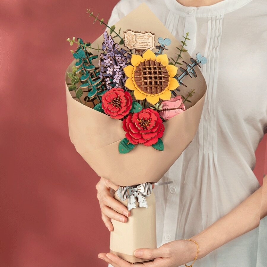 RoboTime - 3D lesena sestavljanka Bouquet