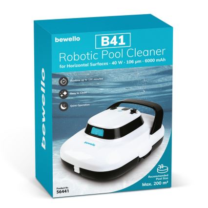 Robotski čistilec bazenov za vodoravne površine 40W/12,6V 6000 mAh IPX8 bela