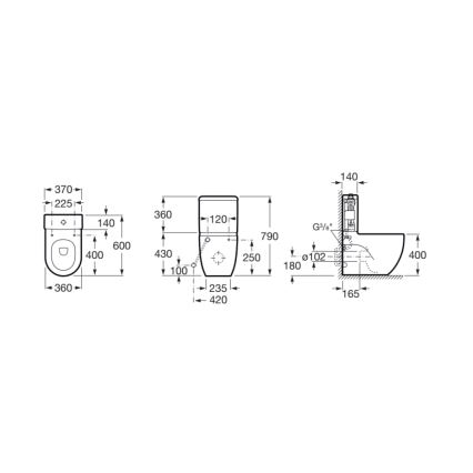 Roca A341242000 - splakovalnik MERIDIAN, spodnji priklop, keramika/bela