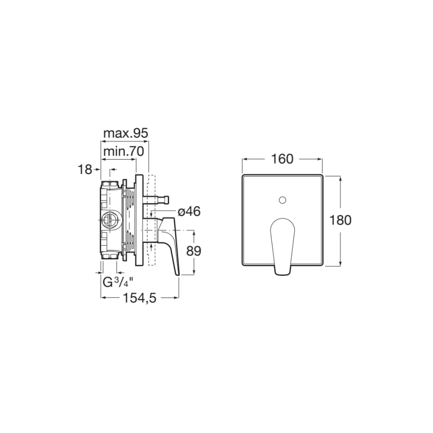 Roca A5A0B90C00 - Tušna armatura za podometno vgradnjo ATLAS, visokosijajni krom