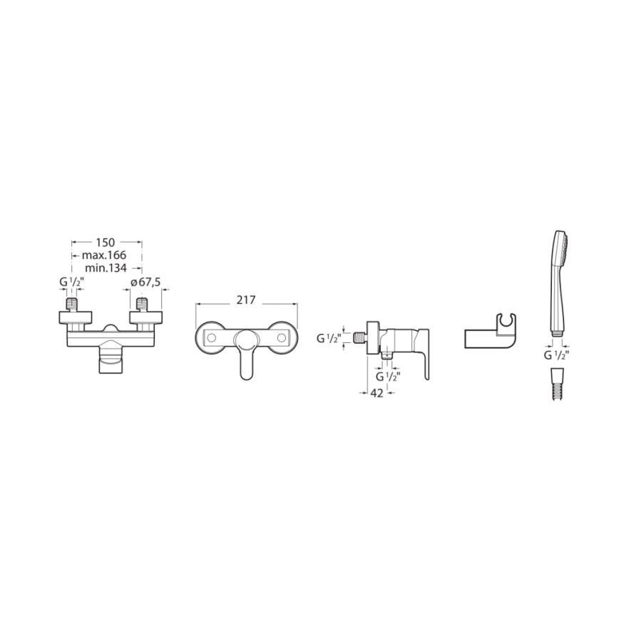 Roca A5A2009C02 - Komplet za tuš z baterijo L20, sijajni krom