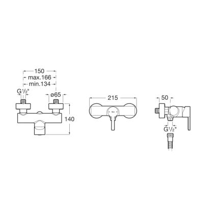 Roca A5A2196C00 - Tuš baterija NAIA sijajni krom