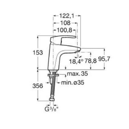 Roca A5A3298C00 - Pipa za umivalnik MONODIN 15,3 cm sijajni krom
