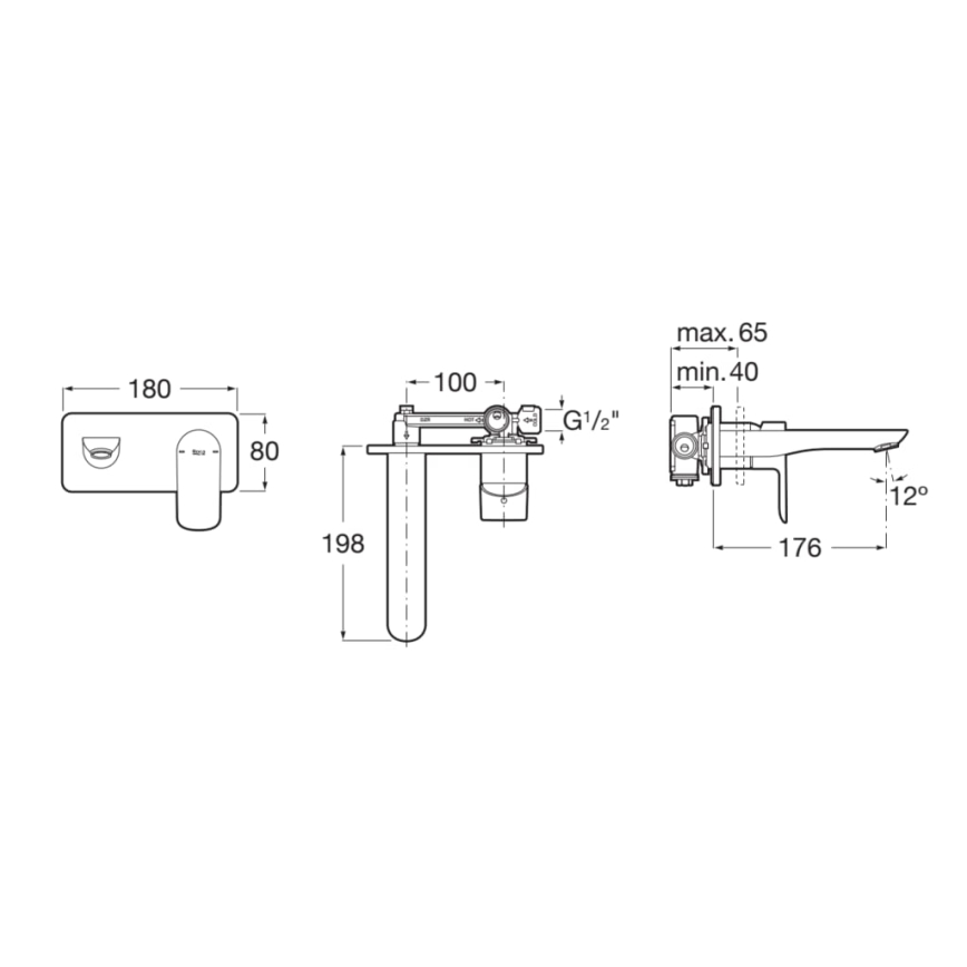 Roca A5A356EC00 - Kadni mešalnik za podometno vgradnjo CALA, sijajni krom