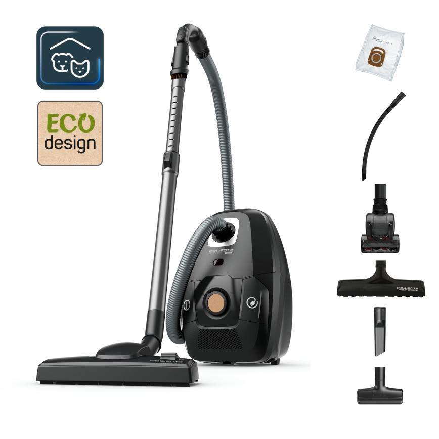 Rowenta - Sesalnik z vrečko ZELENA FORCE EFFITECH ECO TOTAL CLEAN 400W/230V črna