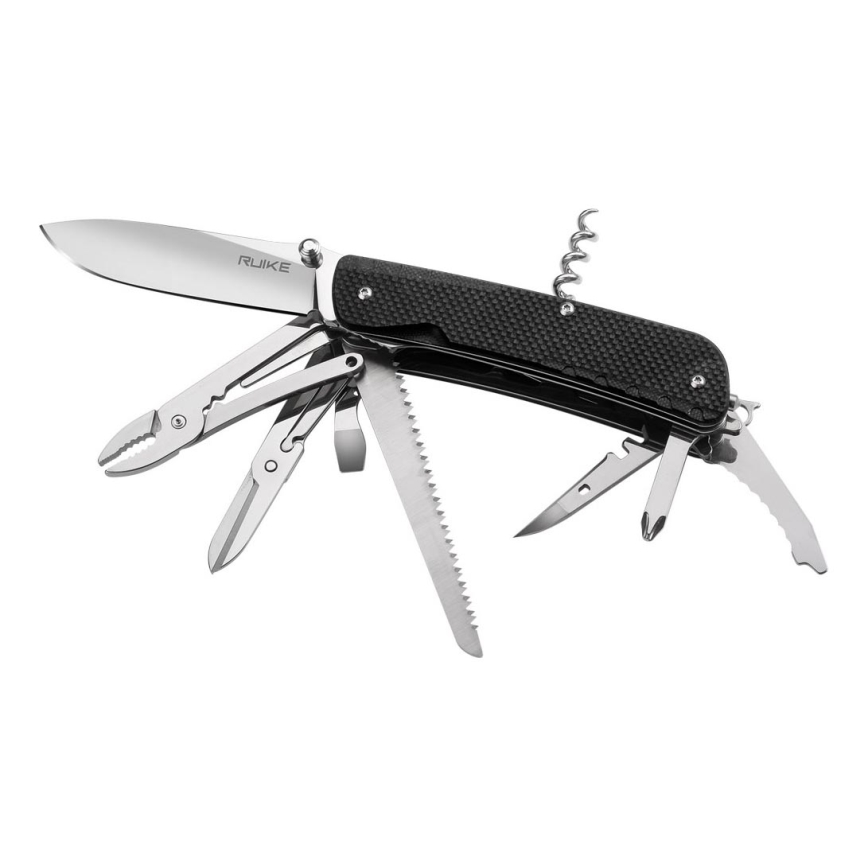 Ruike RULD51 - Večnamenski žepni nož TREKKER 11,4 cm/17 funkcij črna