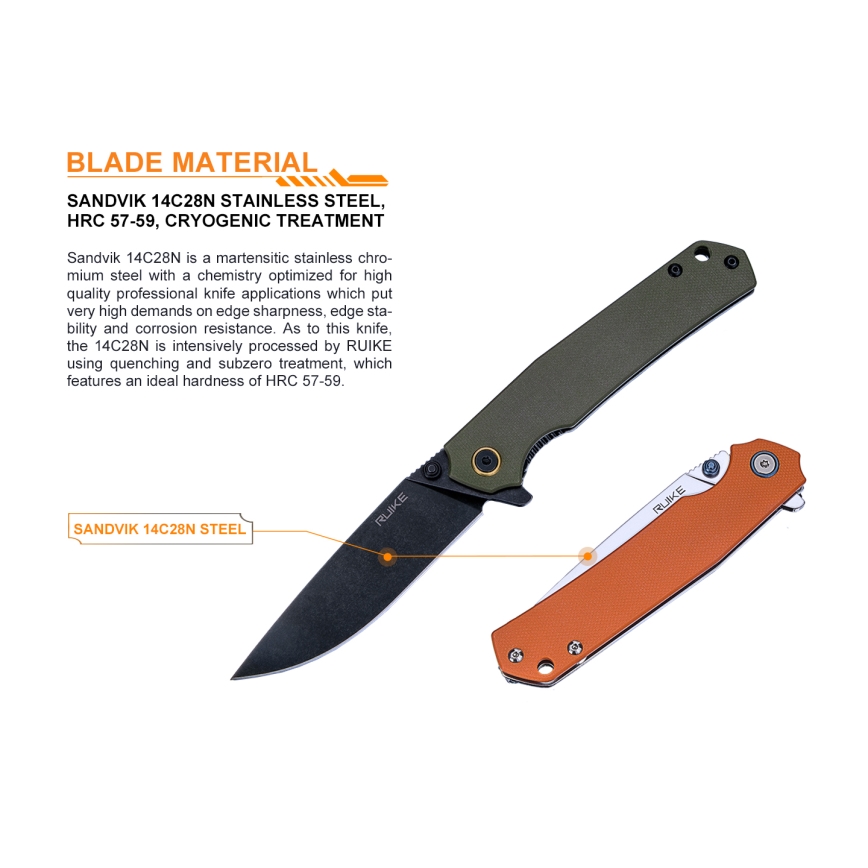 Ruike RUP801G - Zložljiv žepni nož 20 cm zelena