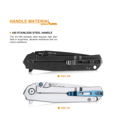 Ruike RUP801SF - Zložljiv žepni nož 20 cm srebrna