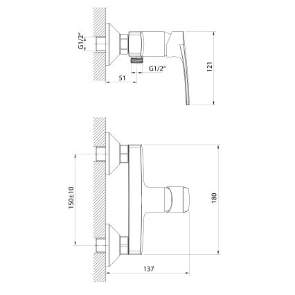 Samona - Tušna armatura KORANA v sijajnem kromu
