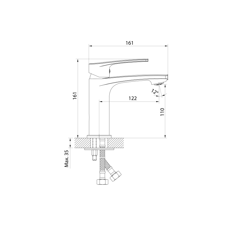 Samona - Umivalniška baterija KORANA 16 cm, sijajni krom