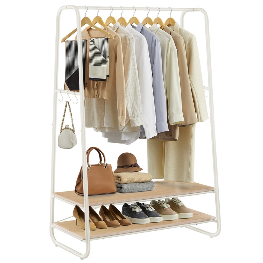 Samostoječi obešalnik LINEA, bela/rjava