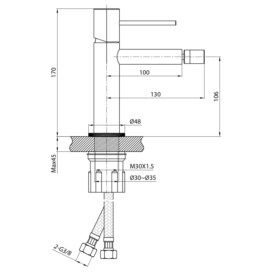 Sapho - Armatura za bide SOLARIS mat črna