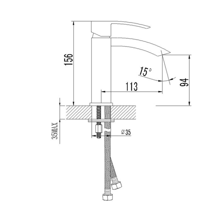 Sapho - Baterija za umivalnik GINKO 15,6 cm mat črna