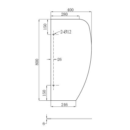 Sapho - Delilna stena za pisoarje 40x80 cm mlečno steklo