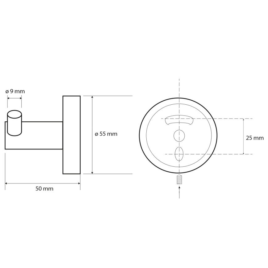 Sapho - Dvojni stenski kavelj X-ROUND 5x5,5 cm črna