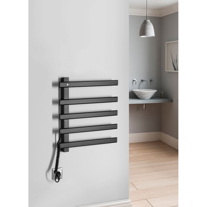 Sapho - Električni grelec za brisače ELCOR 63W 48x52 cm mat črna