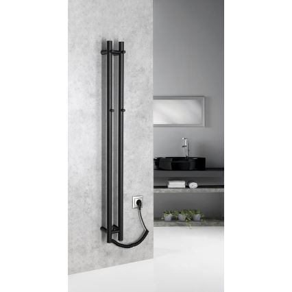 Sapho - Električni grelec za brisače PAPINADO 40W 120x11 cm mat črna