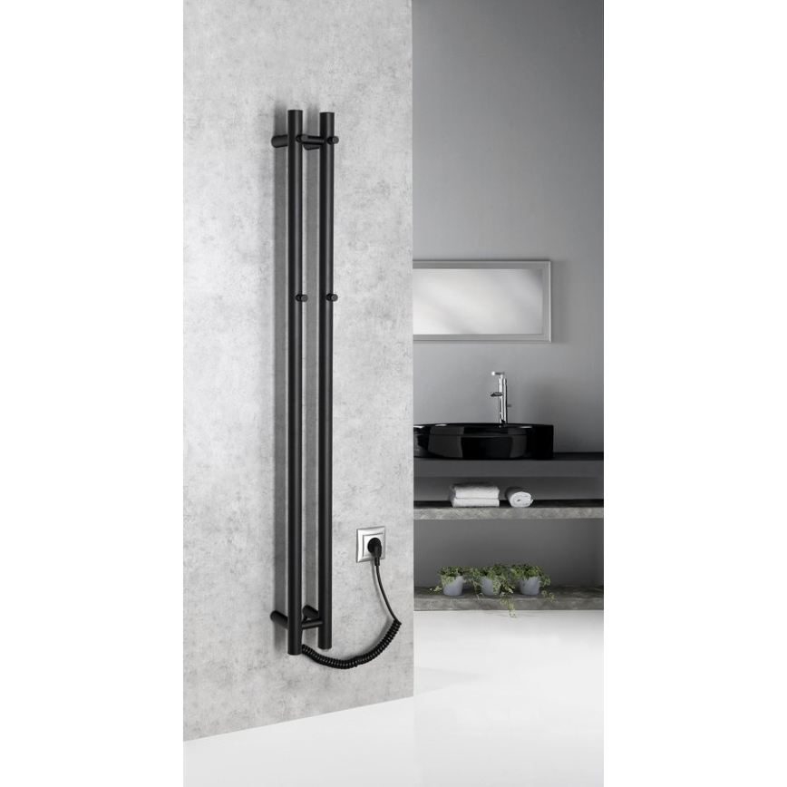 Sapho - Električni grelec za brisače PAPINADO 40W 120x11 cm mat črna