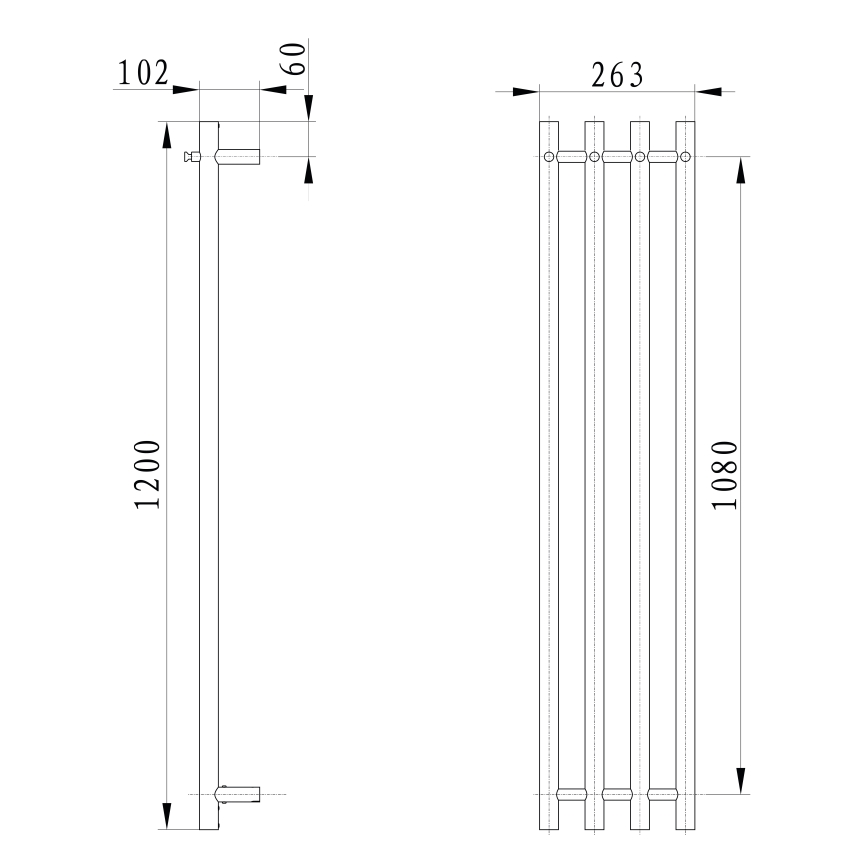 Sapho - Električni grelnik za brisače PAPINADO 85W 120x26 cm sijajni krom desna
