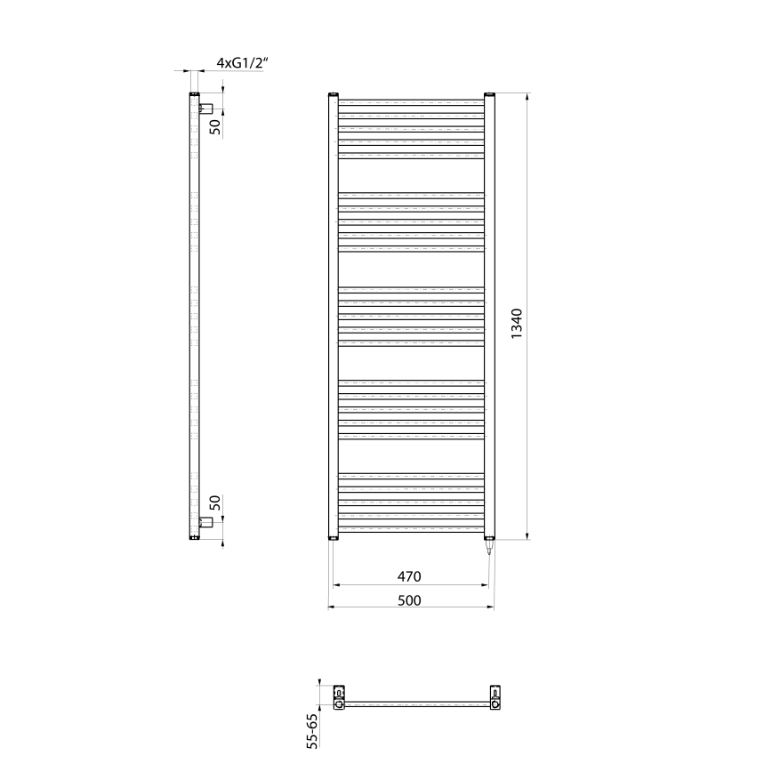 Sapho - Električni sušilnik za brisače METRO-E 500W 134x50 cm bel