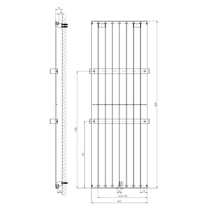 Sapho - Kopalniški radiator COLONNA 180x60 cm srebrne barve