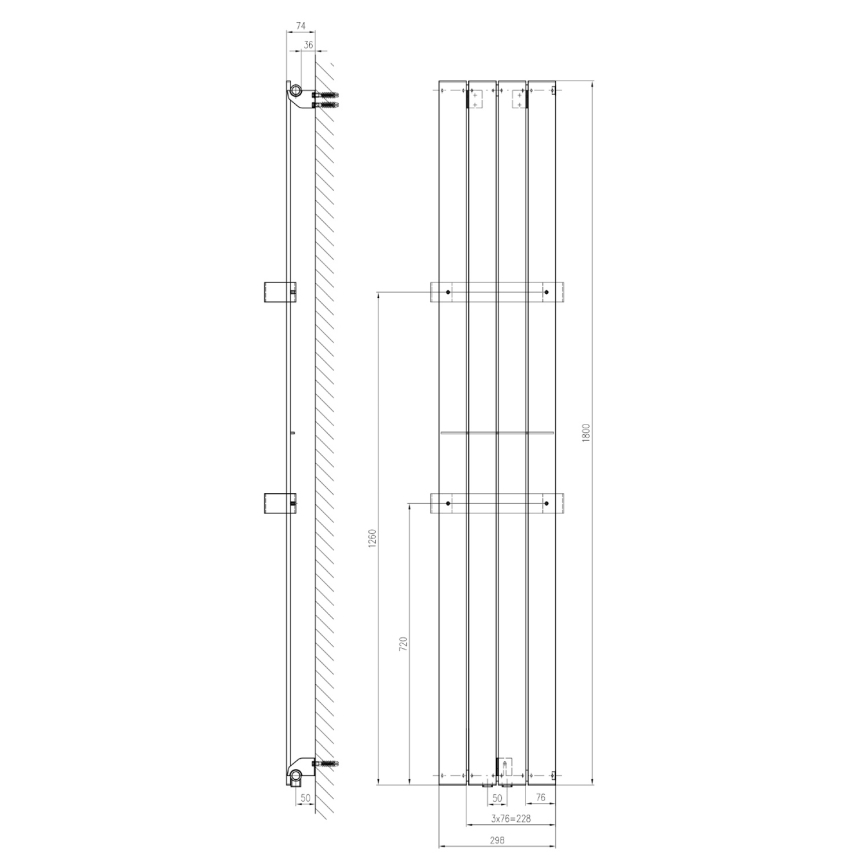 Sapho - Kopalniški radiator COLONNA 614W/230V 29x180 cm bel