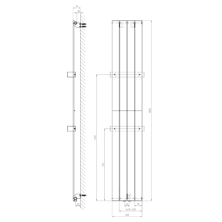 Sapho - Kopalniški radiator COLONNA 614W/230V 29x180 cm srebrn
