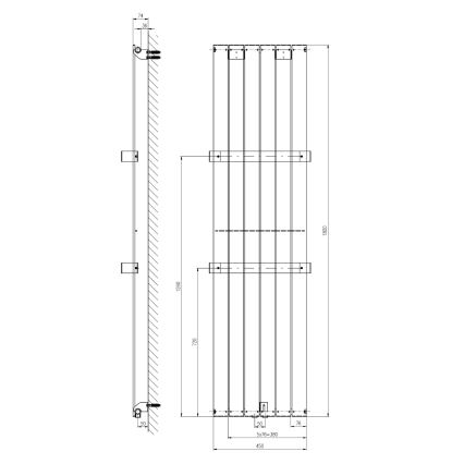 Sapho - Kopalniški radiator COLONNA 910W/230V 45x180 cm črna