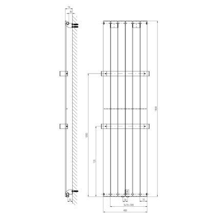 Sapho - Kopalniški radiator COLONNA 910W/230V 45x180 cm srebrna