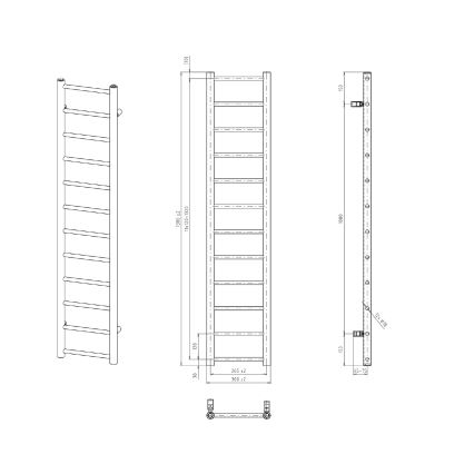 Sapho - kopalniški radiator DINA 278W 30x138 cm matna črna
