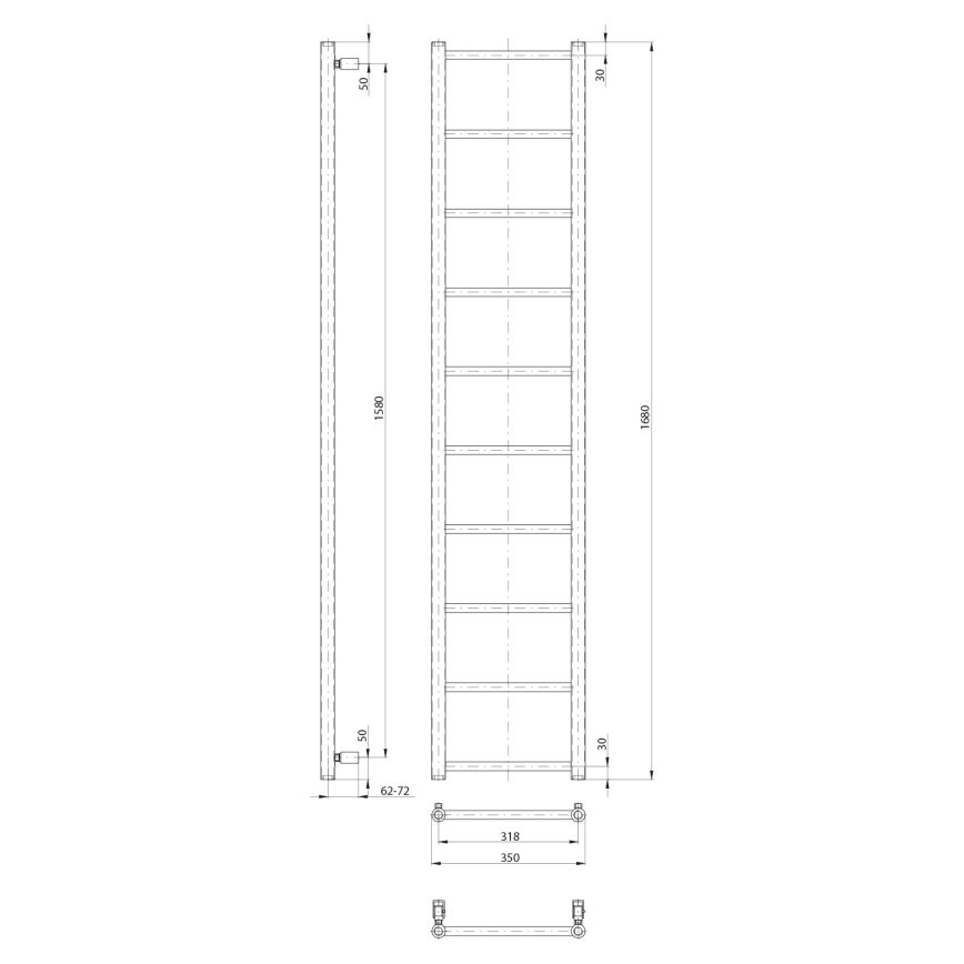 Sapho - Kopalniški radiator DINA 334 W 35x168 cm, bel